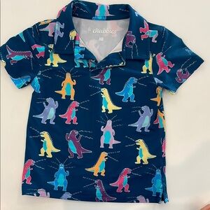 Chubbies Blue and Yellow Polo Shirt with Playful Dinosaur Print